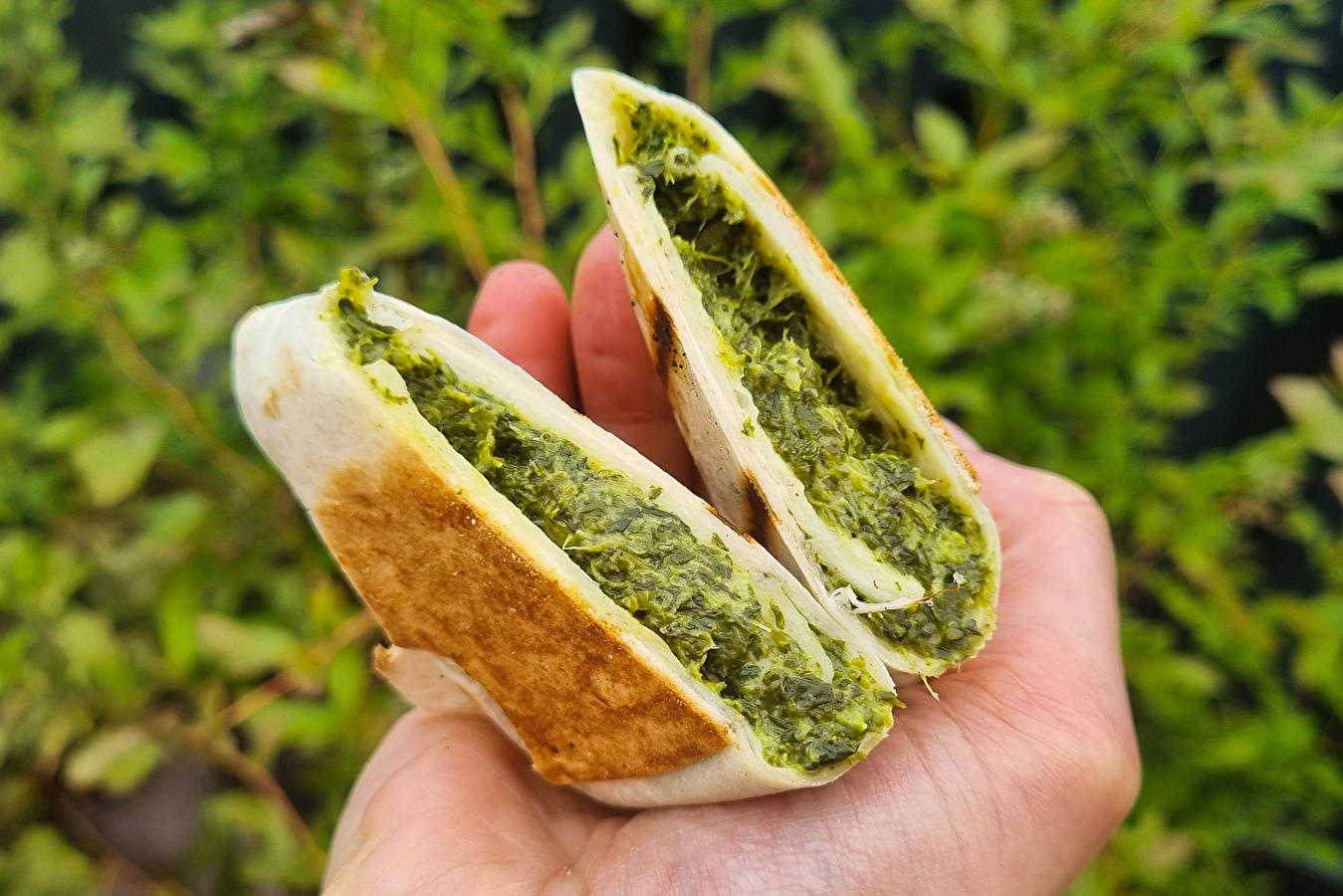 Grilled tortillas with spinach and feta