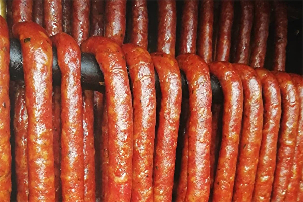 Homemade pork kabanos sausages