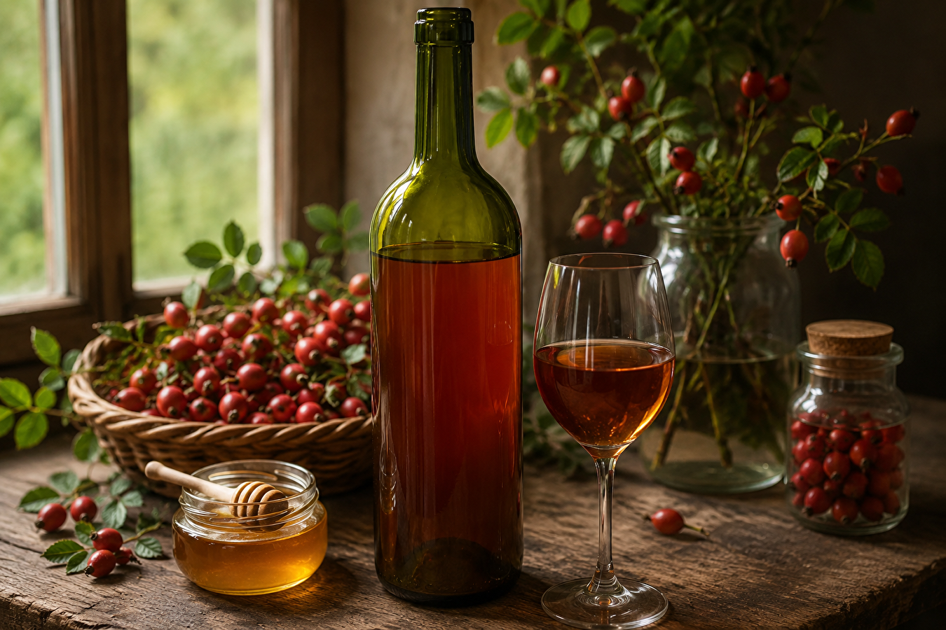 Rosehip wine with honey