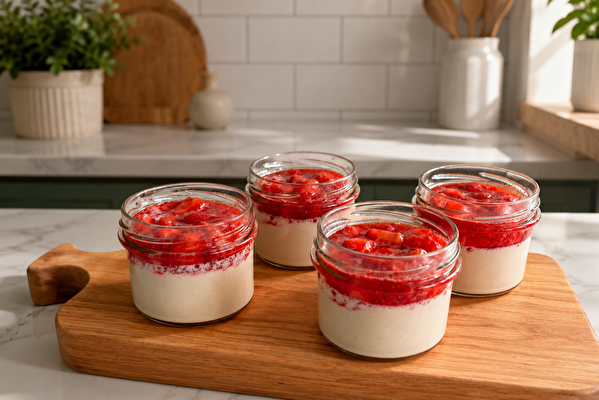 Panna cotta végane aux fraises