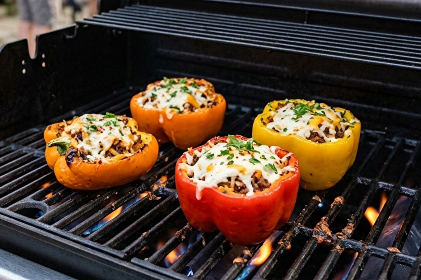 Töltött paprikák gázgrillről