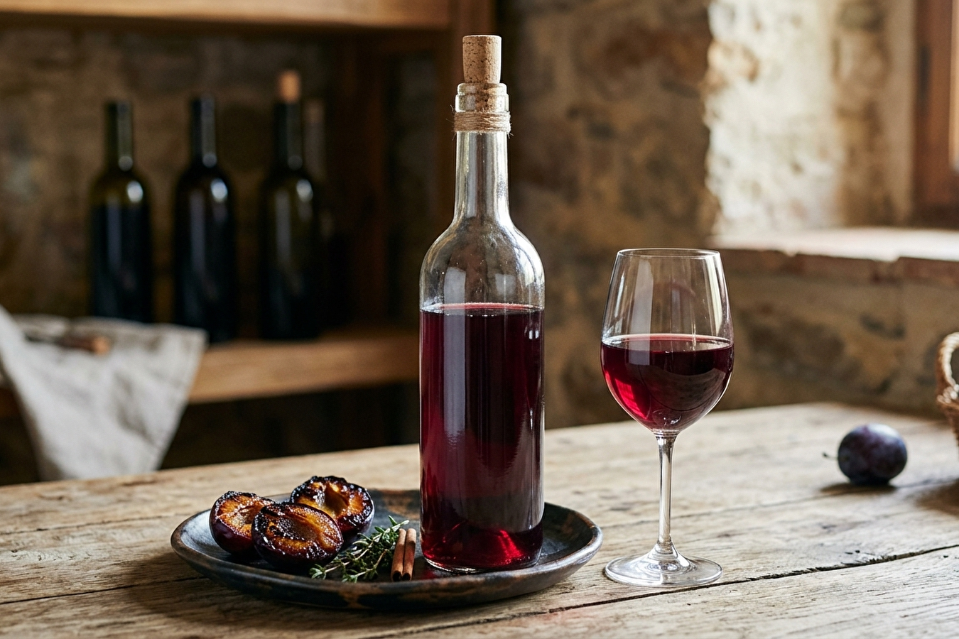 Wino ze śliwek z dodatkiem śliwki pieczonej
