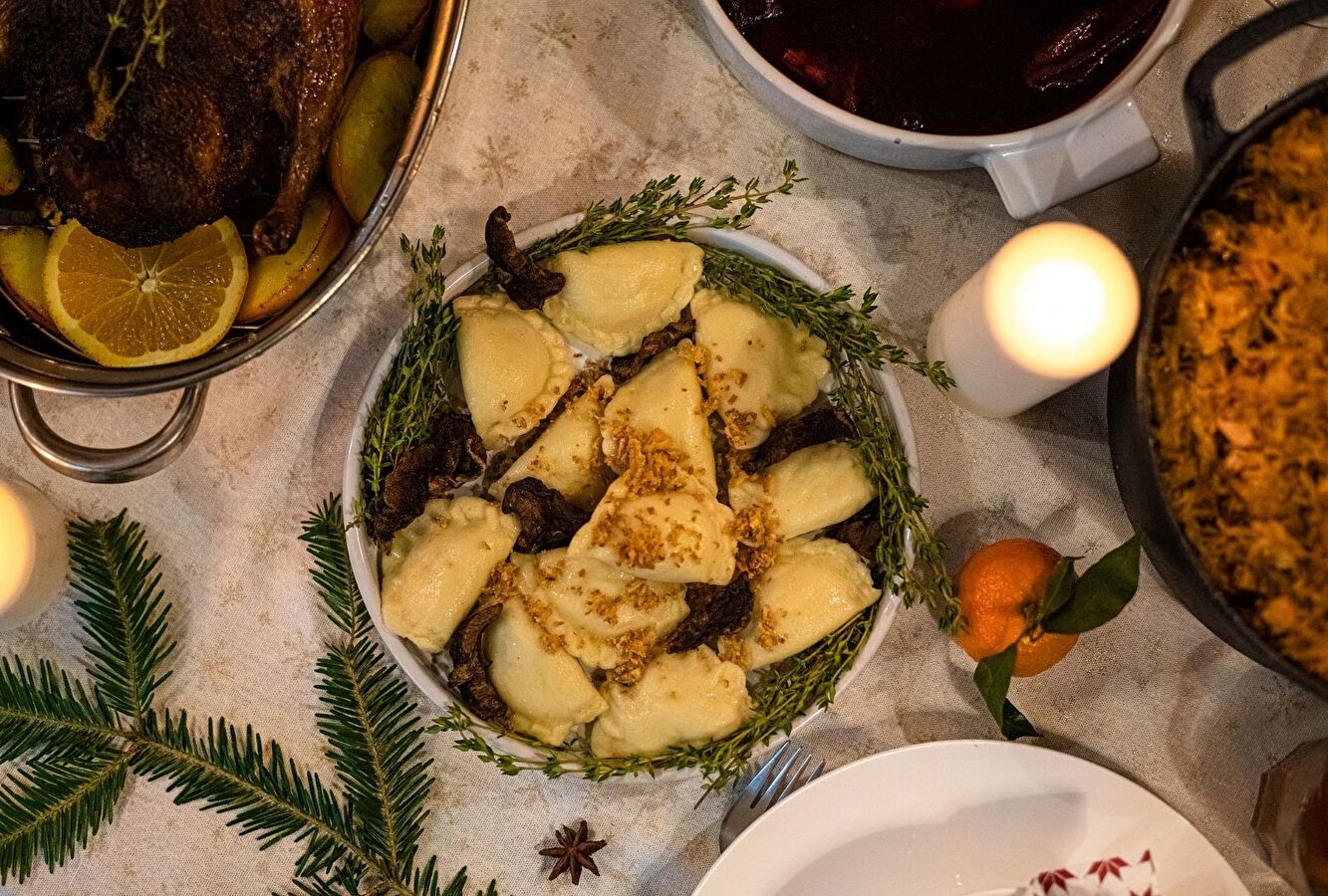 Вареники с капустой и грибами