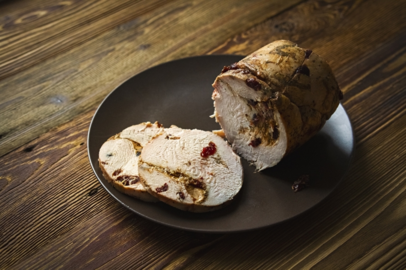 Kycklingskinka med tranbär, het – tillagad i skinkkokare