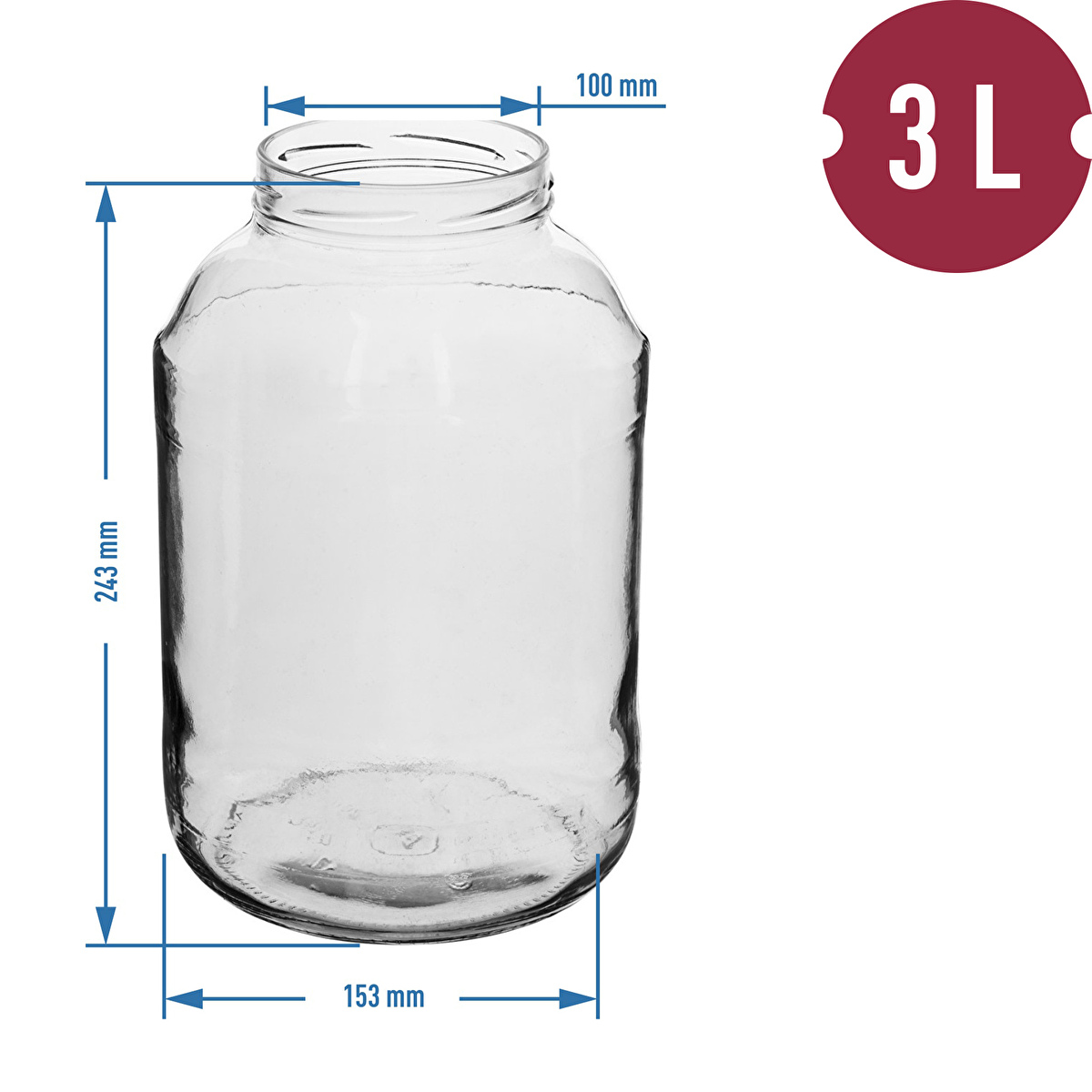 Schraubglas 3 L Ø100, 6 Stück