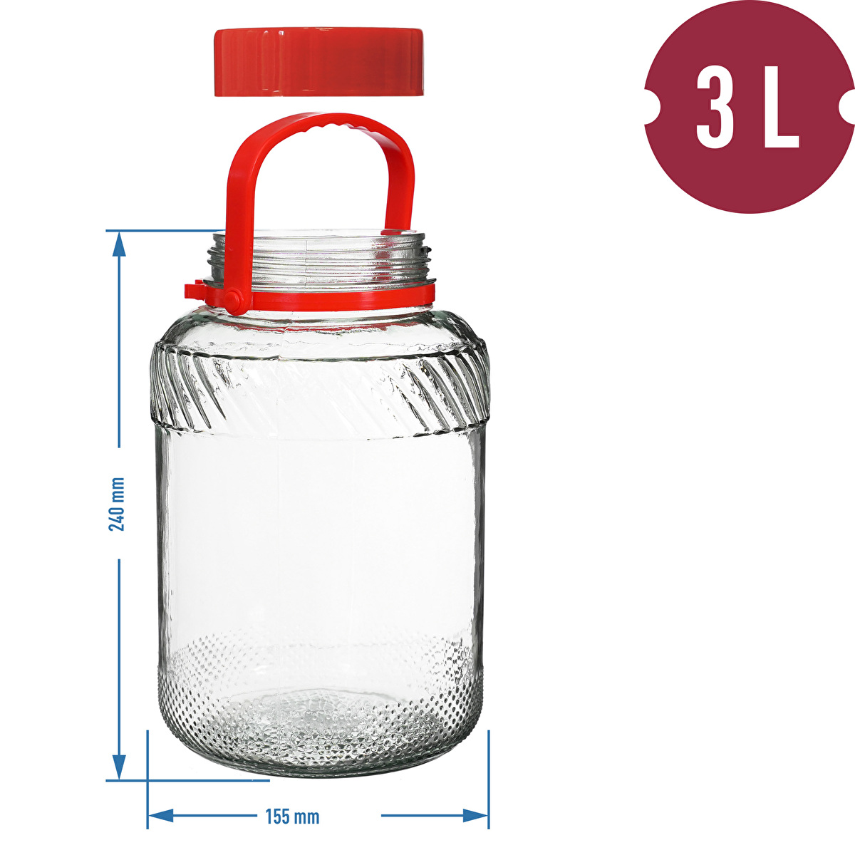 3-Liter-Einmachglas mit Kunststoffdeckel