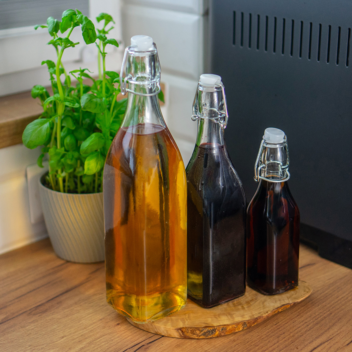 1-Liter-Flasche mit luftdichtem Bügelverschluss – quadratisch