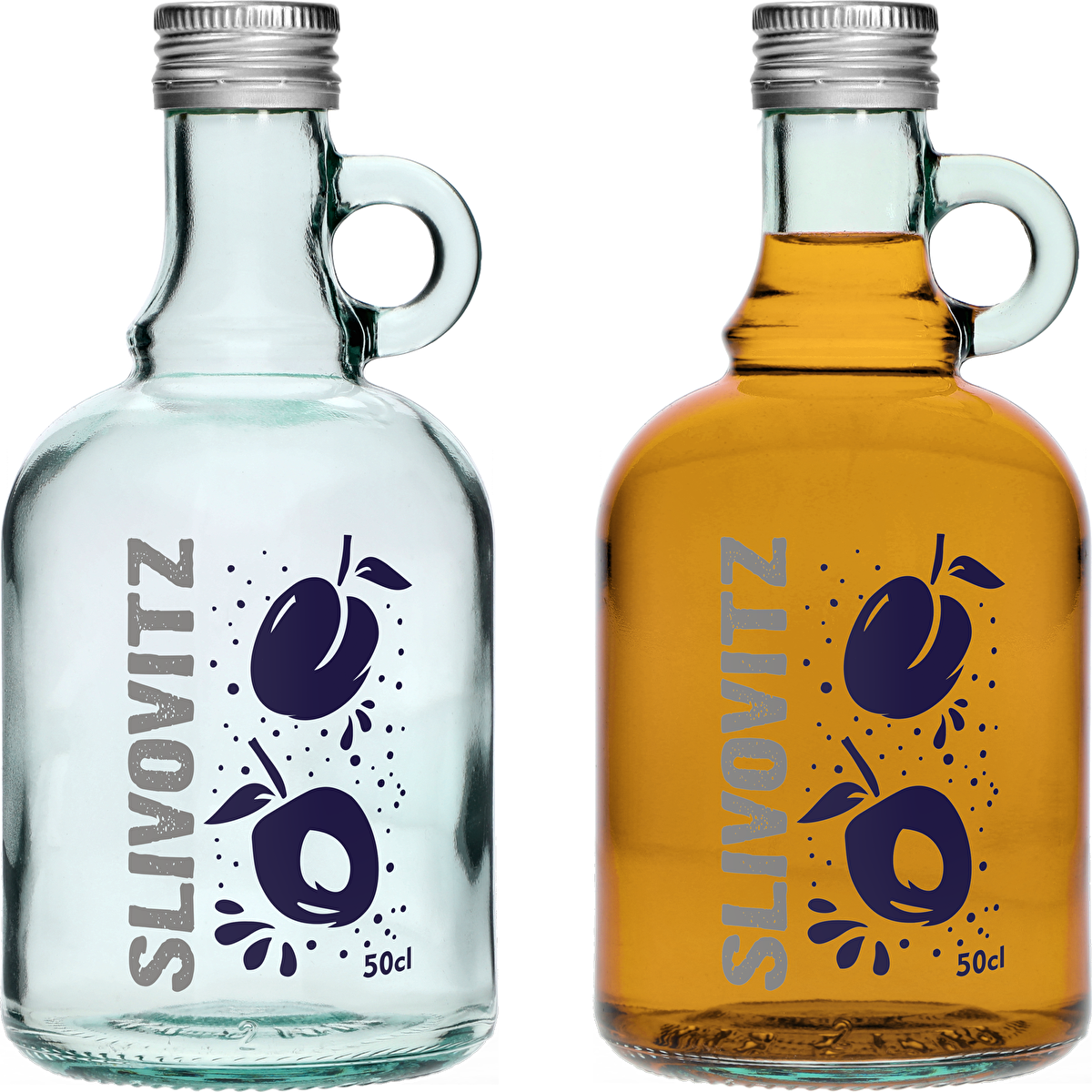 0.5 L bottle with screw cap, Slivovitz print - 4 pcs